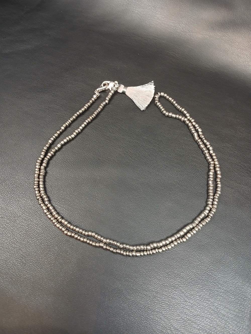 Silvertone Beaded Multi Use Statement Accessory Chain with Tassel NWOT